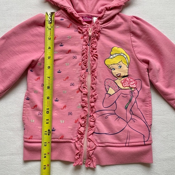 Disney Princess Cinderella Embroidered Ruffled Pink Hoodie Jacket 4T - Picture 12 of 12